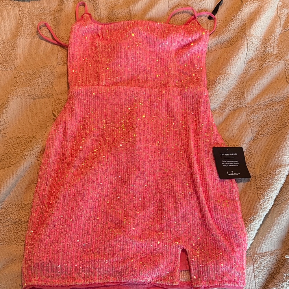 Lulu's Shimmering Pink Sequin Dress